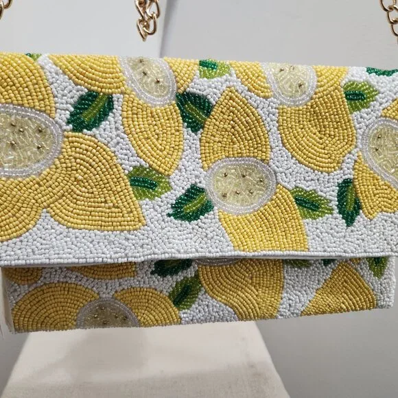 Lemon beaded crossbody made in India - Picture 2 of 6